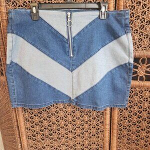 Stretchy 2-tone denim mini